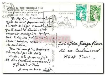 Collioure — Widok z nabrzeża portu i kościoła N.D. des Anges — Wydawnictwo Dart-Simon — Rewers