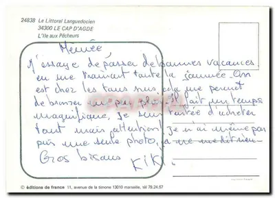 O Litoral Languedociano — A Ilha dos Pescadores — edições de France n°24838 — Verso