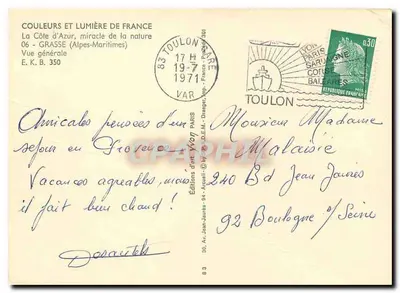 Grasse (Alpes-Maritimes) — Vista geral — Edições de arte Jean-Jaurès — Verso