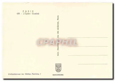 Oświetlony Teatr Operowy — Paryż — Wydawca: DIDICOME, Paryż — Rewers