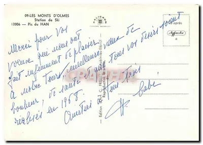 I Monti d'Olmes — Stazione Sciistica — Pic du Han — Edizione C. Fréret — Verso