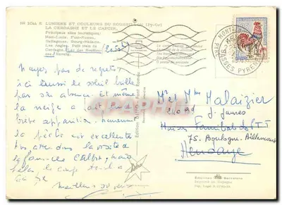 Cerdagne e Capcir — Carte postal turística — Edição DJINGO, n° 1044 — Verso