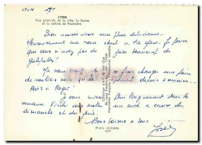 Lyon — Ogólny widok miasta, rzeka Saône i wzgórze Fourvière — Franklin-Roccellt, n° 059 — Rewers