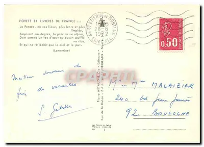 Las i rzeki Francji — Wiersz Lamartine — Wydawca Pierre Artaud & Cie — Rewers