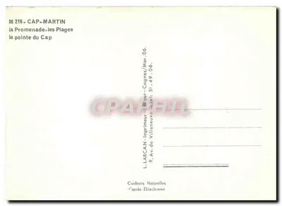 Cap-Martin — A Promenade, as Praias — L. LARCAN, Impressor — Verso