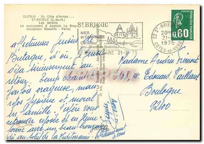 La Gigoigne — Monumento a Anatole Le Braz — Éditions La Gigoigne — Verso
