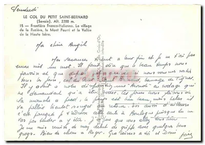 O Col do Petit Saint-Bernard — Savoie, fronteira Franco-Italiana — Jansol — Verso