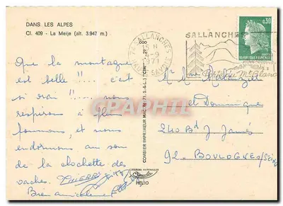 La Meije — 3.947 m — Combière Imprimeur Macini — Rewers