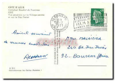 Eze — Ogólny widok na wzniesione wioski i Cape Ferrat — Wydawnictwo NICE — Rewers