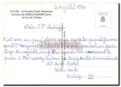 Lago de Chalain — Arredores de Lons-le-Saunier (Jura) — Les Éditions de L'Art du Parlement — Verso