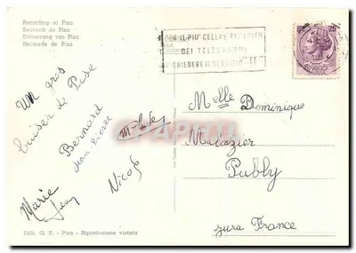 Pisa — Souvenir di Pisa — Ediz. G.S. - Riproduzione vietata — Verso