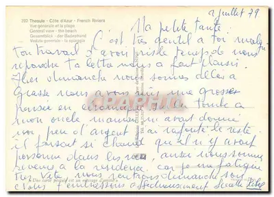 Théoule — vista geral e praia — editora Imprimerie GILLÉ, n° 392 — Verso