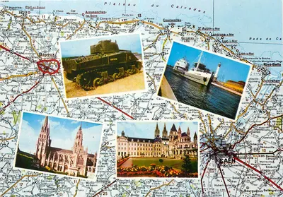Bayeux — Arromanches-les-Bains, Saint-Lô, e o porto de Luc-sur-Mer — editor ARTAUD Frères, Nantes