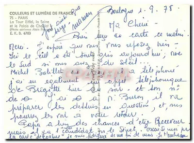 Wieża Eiffla, Seina i Pałac Chaillot — Paryż — Fotografia z powietrza Alain Pecoraro — E.K.B. 6703 — Rewers