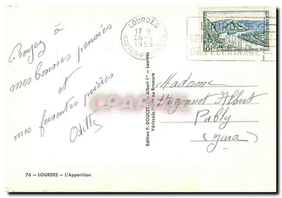 Lourdes — Objawienie — Wydawnictwo P. Doucet, Cité Albert Ier, Lourdes — Rewers