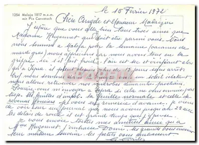 Maloja 1817 m.s.m. — stacja narciarska z zasnieżonymi górami — wydawca Graphi — Rewers