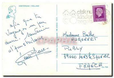 Amsterdam — vista panorâmica — Euro Color Cards Co. 708 — Verso