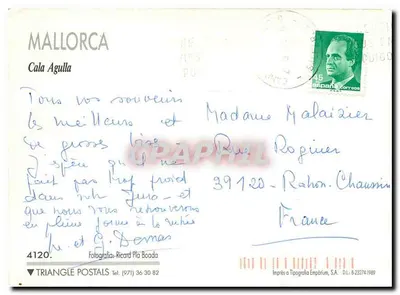 Cala Agulla — praia de Mallorca — Trianglè Postals — Verso