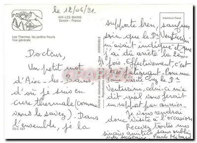 AIX LES BAINS / Cidade termal / Cidade florescida — Termas Nacionais, jardins e vista panorâmica — Verso
