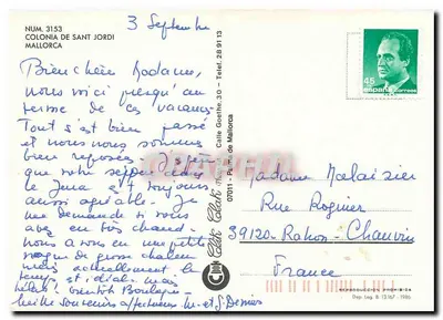 Colônia de Sant Jordi — praia e véu — Editor: Elit Clark, n° 3153 — Verso
