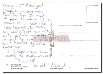 Afife — Widok plaży — Wydawnictwo Valdez de Valdevez — Rewers