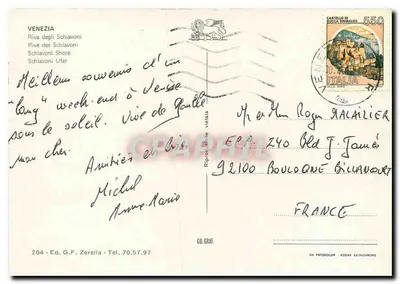 Wenecja — Riva dei Schiavoni — Wyd. G.F. Zerella n°204 — Rewers