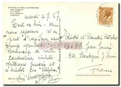 Isola Superiore — Baveno, lago de Maggiore — editor Brunner & C. Bormo — Verso