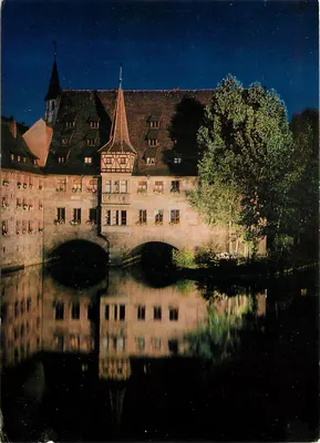 Pontes e edifícios de Nuremberg — vista noturna — Staja Carte, Nuremberg