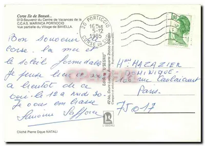 Gedeeltelijke weergave van het dorp BAVELLA — Corsica — Uitgave U SEGNU — Achterkant