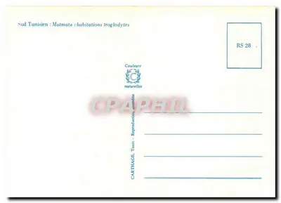 Sul Tunisiano: Matmata — habitações trogloditas — Couleurs Naturelles, Tunis, n° RS 28 — Verso