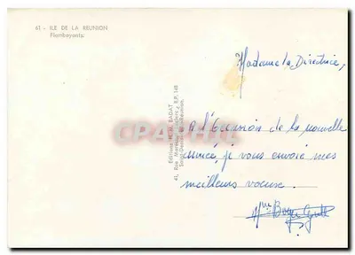 Árvore flamboyante em flores — Ilha de La Réunion — Edições H. M. BADAT — Verso