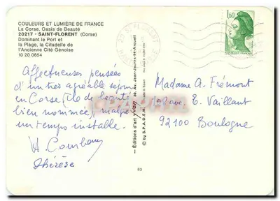 Saint-Florent — Ansicht des Hafens und der Zitadelle — Verlag Yvon — Rückseite