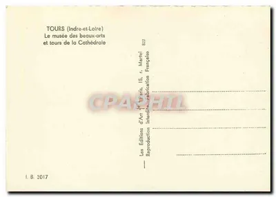 Tours (Indre-et-Loire) — O museu de belas-artes e torres da Catedral — Edições d'Art Interdite, Paris — Verso