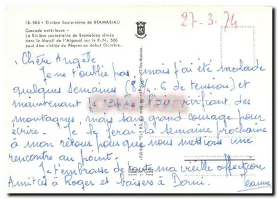 Rivière Souterraine de Bramabiau — Wodospad zewnętrzny — Wydanie SL 83, Lyon-Villeurbanne — Rewers