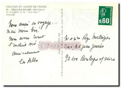 Belle-Île-en-Mer — A Cidadela e o "Guerveur" — Edições Vivon — Verso