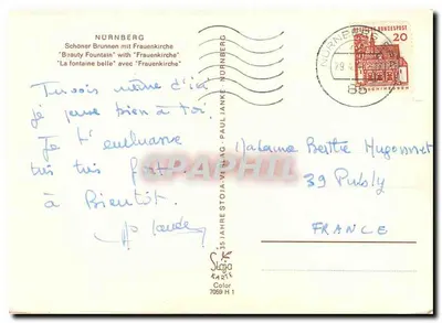 Nuremberg — Fonte da Beleza e Igreja das Damas — Staga Verlag, série 7059 H 1 — Verso
