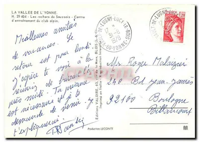 Skały Saussois — Dolina Yonne — Wydawnictwo VALOIRE — Rewers