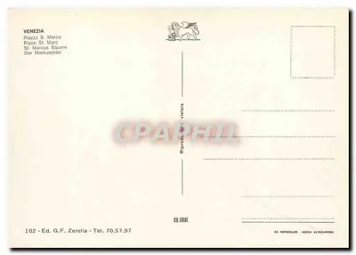 Piazza San Marco — Veneza — Ed. G.F. Zerella n°102 — Verso