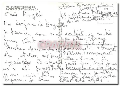 Bagnolles de l'Orne — Estação termal — Editor ARTAUD Frères, Z.I. Carouge (Nantes), n°119 — Verso