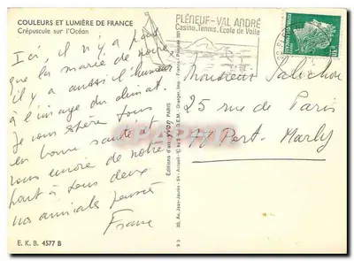 Crepúsculo sobre o Oceano — Cores e Luz da França — Edições d'Art Yvon, Paris — Verso