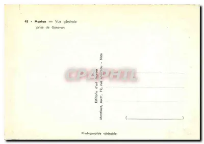 Menton — Vista geral — vista de Garavan — Munier — Verso