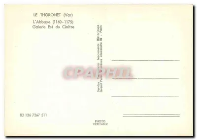 Abpia Thoronet (Var) — Galeria Wschodnia Klasztoru — Service Commercial Historiques Grand Palais, Paryż — Rewers