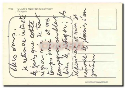 O Castillet em Perpignan — França (século XIV) — gravura de Lomante Bivert, n° 643 — Verso