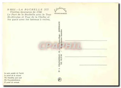 Port La Rochelle w 1780 — kolorowa rzeźba — Élécolor nr 6021 — Rewers
