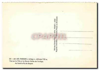 Ax-les-Thermes — Vista da cidade e da vallée do Ariège — editor APA — n° 23 — Verso