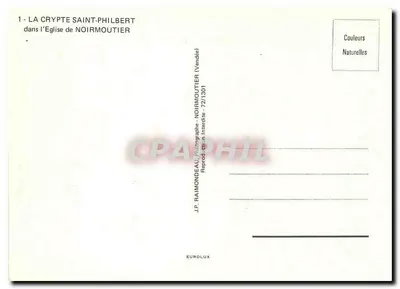 Cripta Saint-Philbert — dentro da igreja de Noirmoutier (Vendée) — J.P. Raimondeau - 72/1301 — Verso