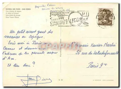 Spójrz na zachód — Riviera dei Fiori, San Remo — wydawca N. 63 — Rewers