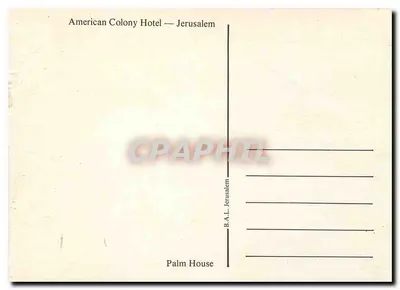 American Colony Hotel — Jerusalém — Palm House — Verso
