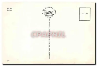 Big Ben — Londres — The Photographic Greeting Card Co. Ltd. Londres, n° CC12358 — Verso