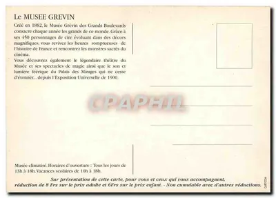 Museu Grévin — Paris — editor CartoCom — Verso